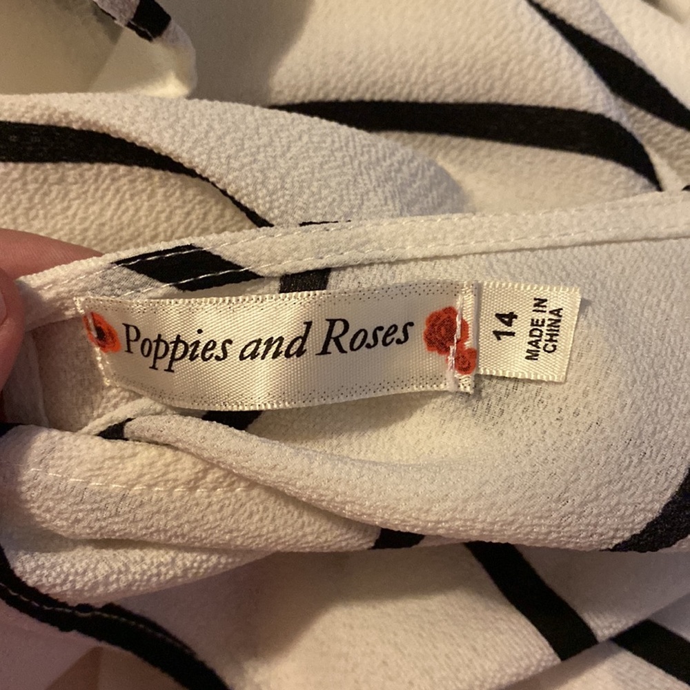 Poppies & Roses Stripe Walk Through Romper EUC Girls 14 - Picture 5 of 5
